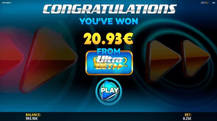 Giro ganador en Hot Shots 2 slots de iSoftBet
